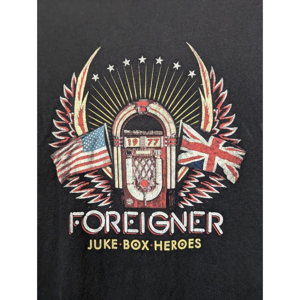 Foreigner Juke Box Heroes Distressed Graphic T Shirt Small Black Rock Retro